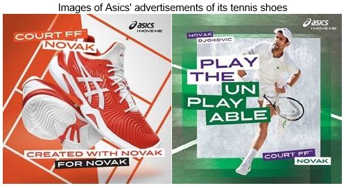 ascis advertisement of its tennis shoes